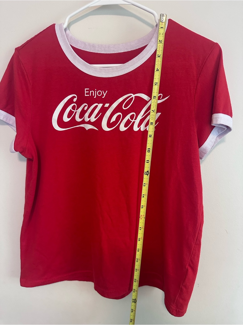 Coca Cola Red Short Sleeve Ringer Tee with White Logo - Picture 4 of 6